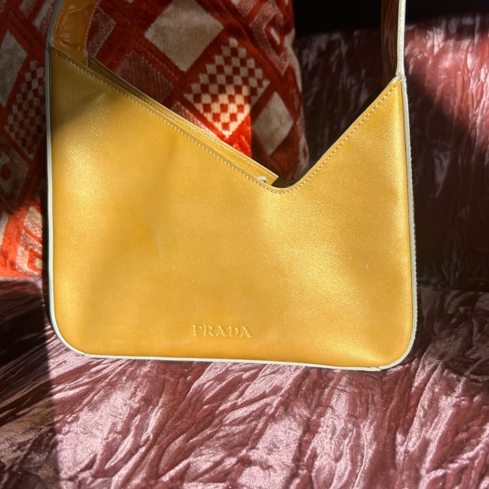 Prada Yellow Patent Leather Shoulder Bag - Picture 5 of 7